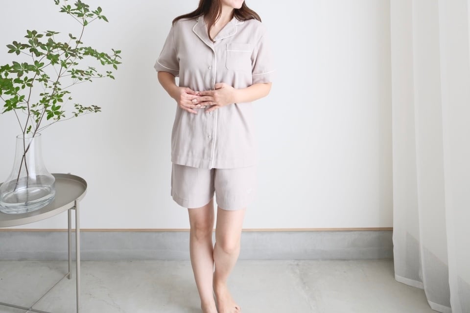 sarafuwa ぐっすり眠るための ココチガーゼ パイピング パジャマ 【ワンピース・長袖 上下セット・半袖 上下セット】