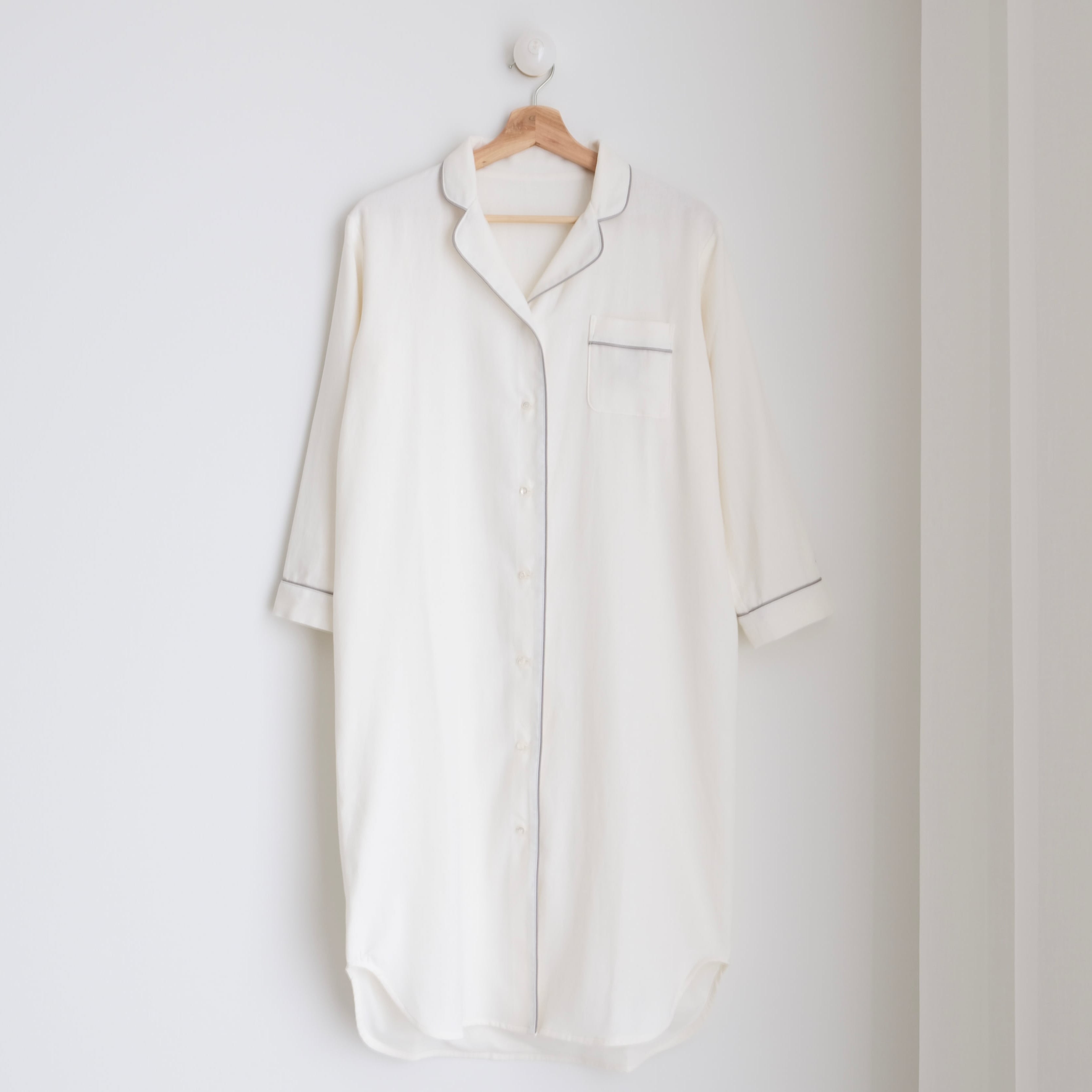 sarafuwa ぐっすり眠るための ココチガーゼ パイピング パジャマ 【ワンピース・長袖 上下セット・半袖 上下セット】