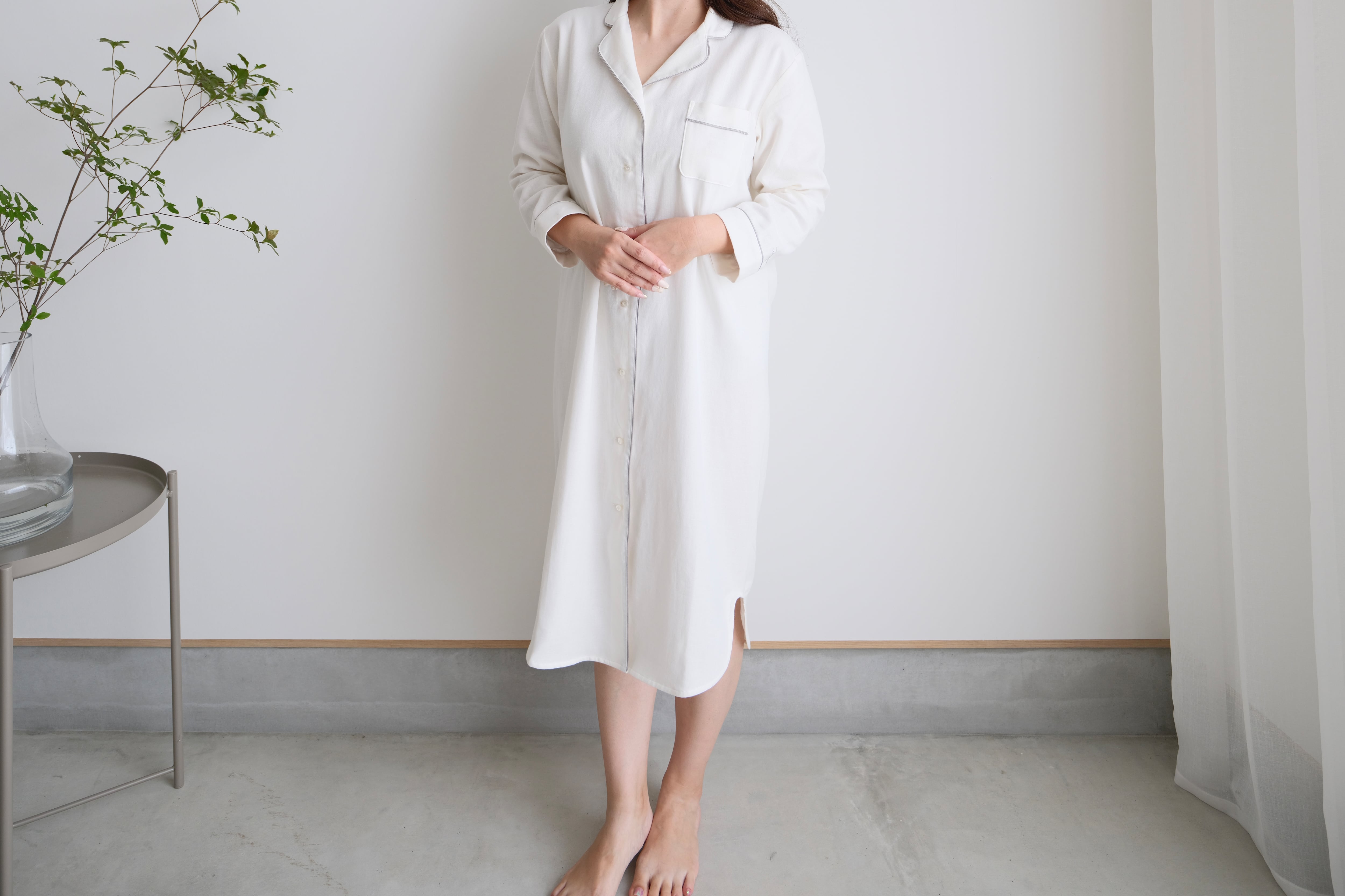 sarafuwa ぐっすり眠るための ココチガーゼ パイピング パジャマ 【ワンピース・長袖 上下セット・半袖 上下セット】