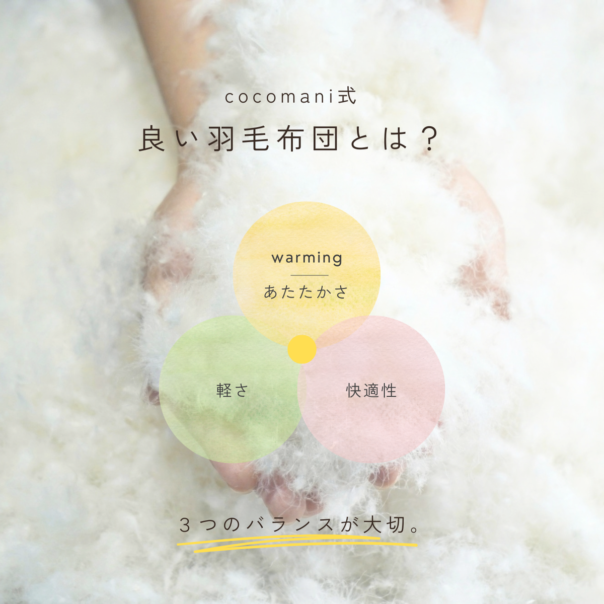 ふわふわ軽くて、ぽかぽかあたたかい 羽毛ふとん|fupoka(ふぽか)【ミルクティーカラーの sarari fuwari 布団カバー&枕カバー付き】