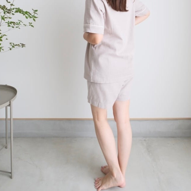 sarafuwa ぐっすり眠るための ココチガーゼ パイピング パジャマ 【ワンピース・長袖 上下セット・半袖 上下セット】