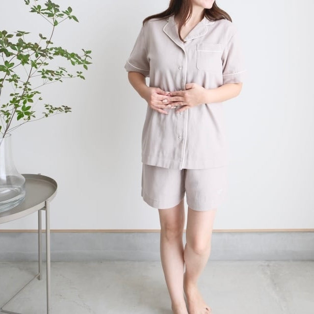 sarafuwa ぐっすり眠るための ココチガーゼ パイピング パジャマ 【ワンピース・長袖 上下セット・半袖 上下セット】