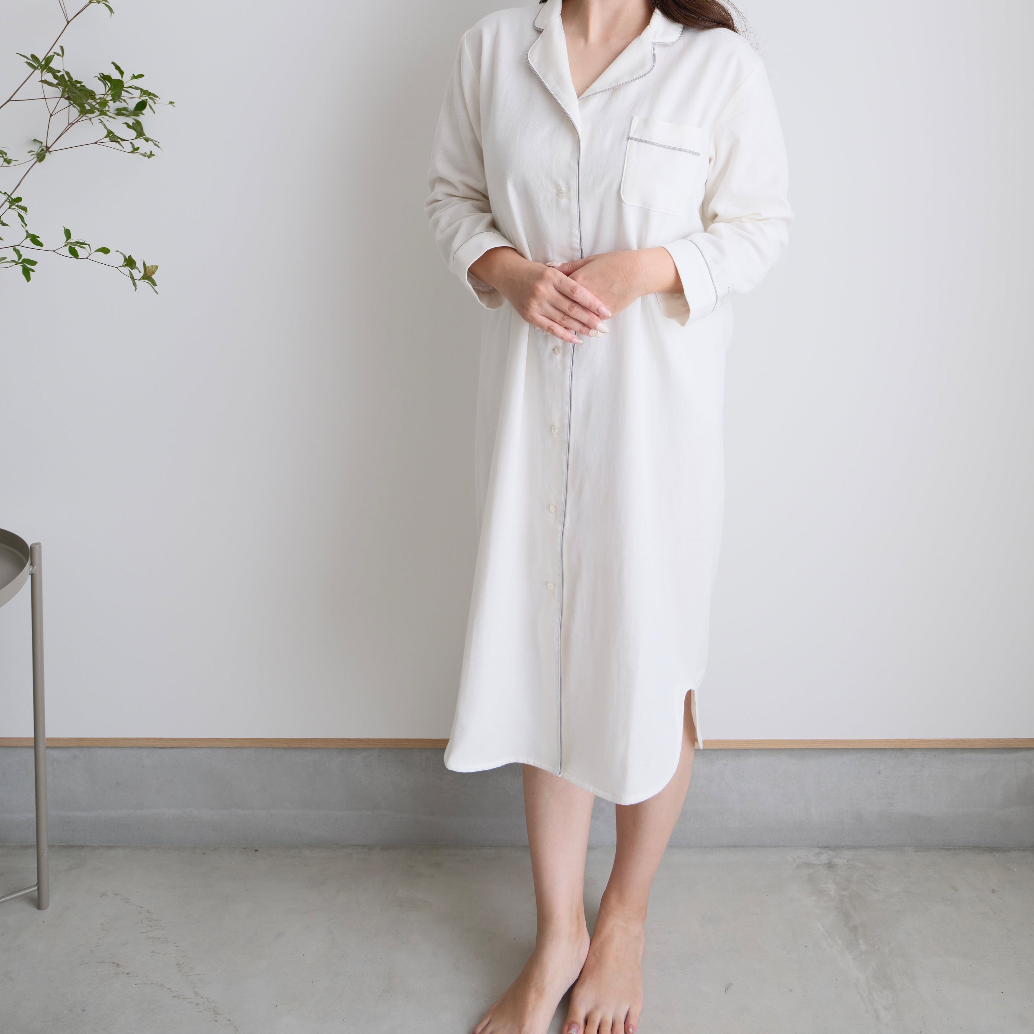 sarafuwa ぐっすり眠るための ココチガーゼ パイピング パジャマ 【ワンピース・長袖 上下セット・半袖 上下セット】