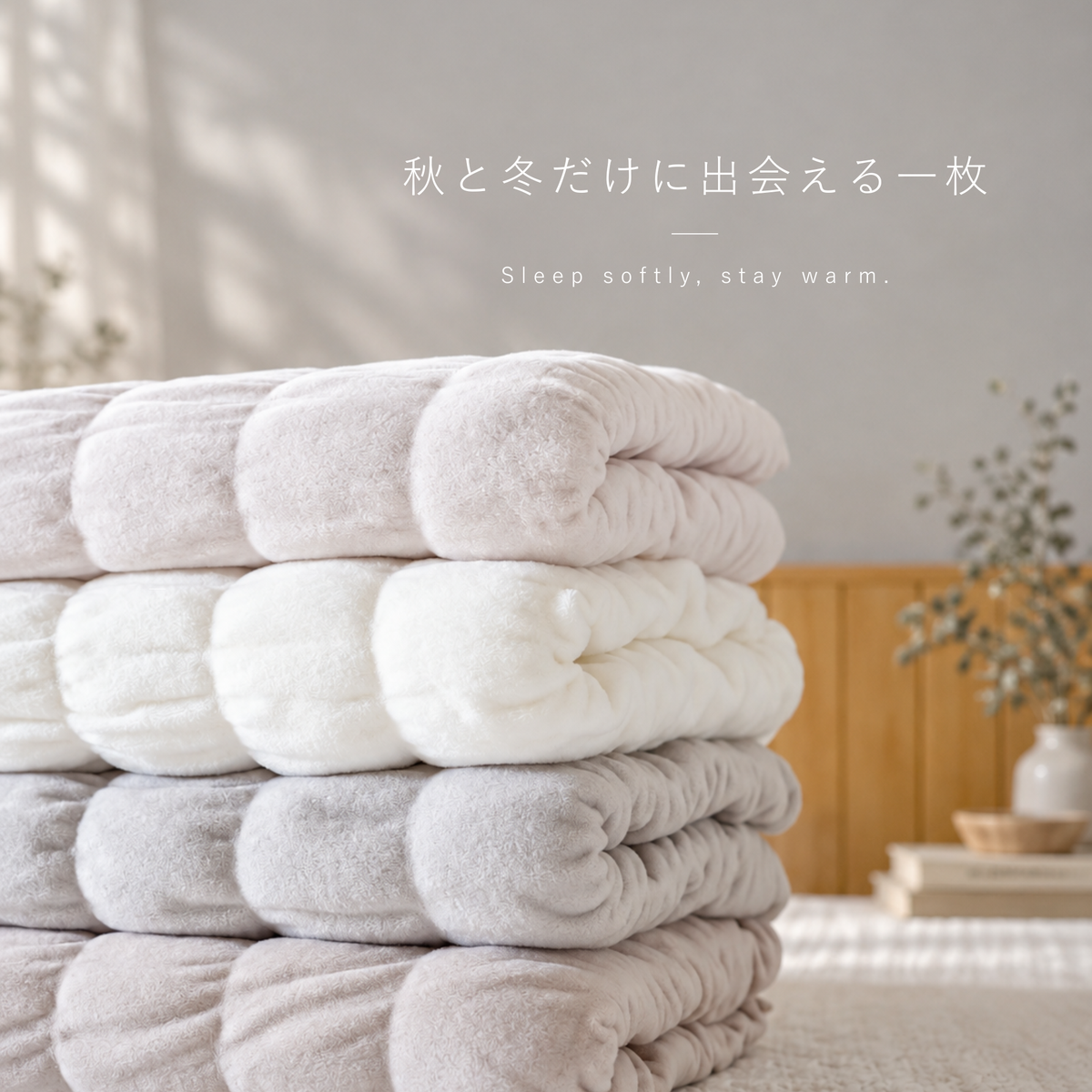 【秋・冬だけの限定販売】くしゅっとやわらかコットン毛布｜kushumo（くしゅも）