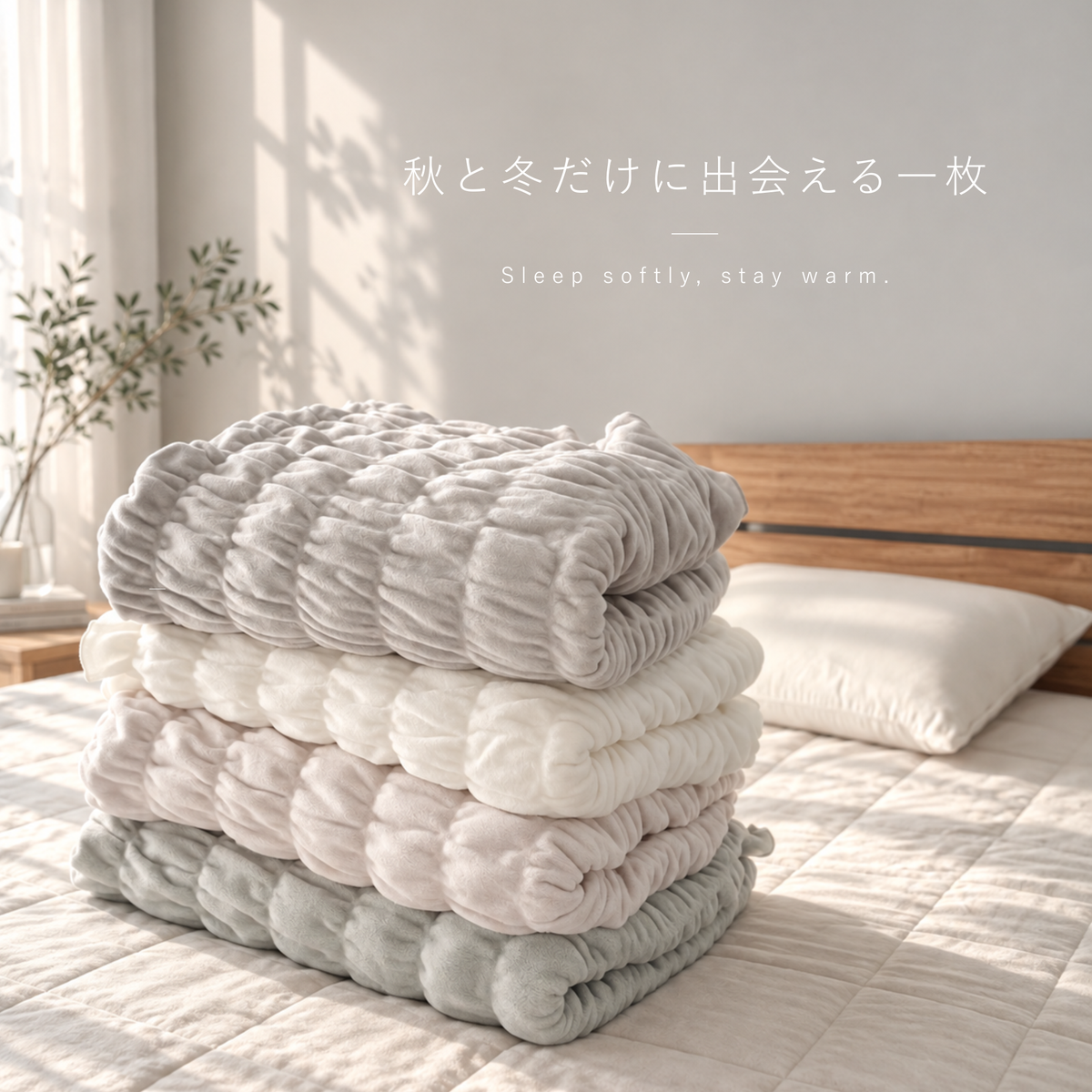 9/18(金)20:00販売開始【秋・冬だけの限定販売】くしゅっとやわらかコットン毛布｜kushumo（くしゅも）